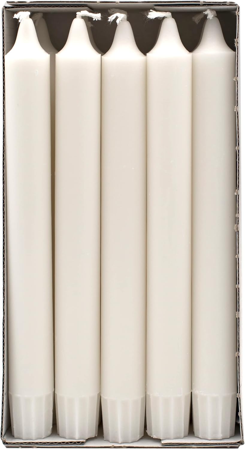 Müller Kerzen PRO NATURE - Bougies Stéariques Blanches - 2,2 x 20 cm - 80 Bougies pour Chandelier - Longue Durée de 6 heures - Cire Naturelle Sans Paraffine et Huile de Palme - Inodore - RAL