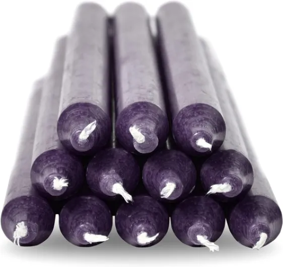 LUMELY Bougies Violet, paquet de 12, hauteur 29cm, Ø 2,2cm, durée de combustion env - 14 heures, Bougies chandelles (29 cm, Violet) 29 cm Violet