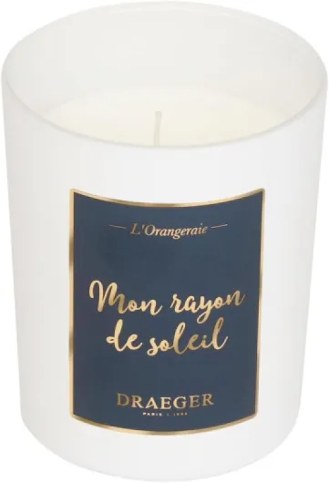 DRAEGER PARIS - Bougie Cadeau Blanche Parfumée Fleur d'oranger "Mon Rayon de Soleil" - Idée Cadeau Amour, Meilleure amie - Pot en verre - Made in France - 100% Cire Végétale - 40h de combustion