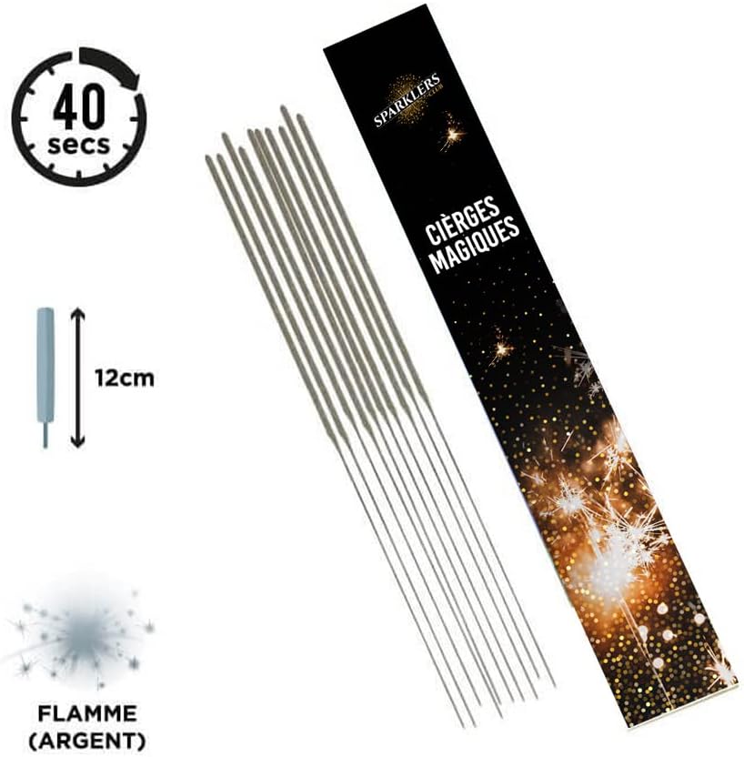 Lot de 4 Fontaines à Gateaux 1 Minute + 30 Cierge Magique 40 Secondes, Bougie étincelante Accessoire déco idéal pour anniversaire - SPARKLERS CLUB®