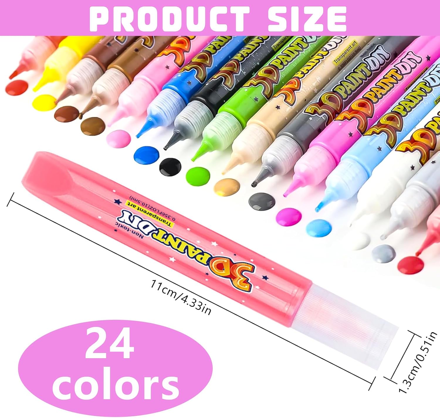 XSHAO® 24 Pcs Candle Pen Set, Crayons de Cire pour Bougies 24 Couleurs de 10 ml, Stylos à Cire pour Bougies pour Peinture DIY/Peinture Sur Céramique