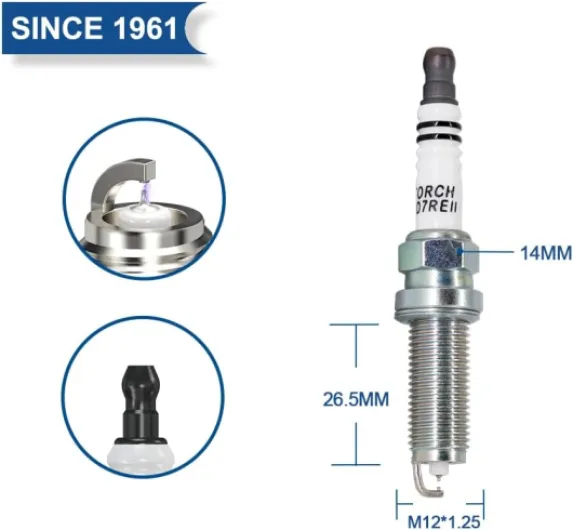 Double Iridium Bougie d'allumage LD7REII Remplacer pour NGK DILKAR7D11H/90565, pour Champion REA12WMB4/OE240, pour NIS SAN 22401-1VA7C, pour SU ZUKI 11182-51Z01, OEM,ea