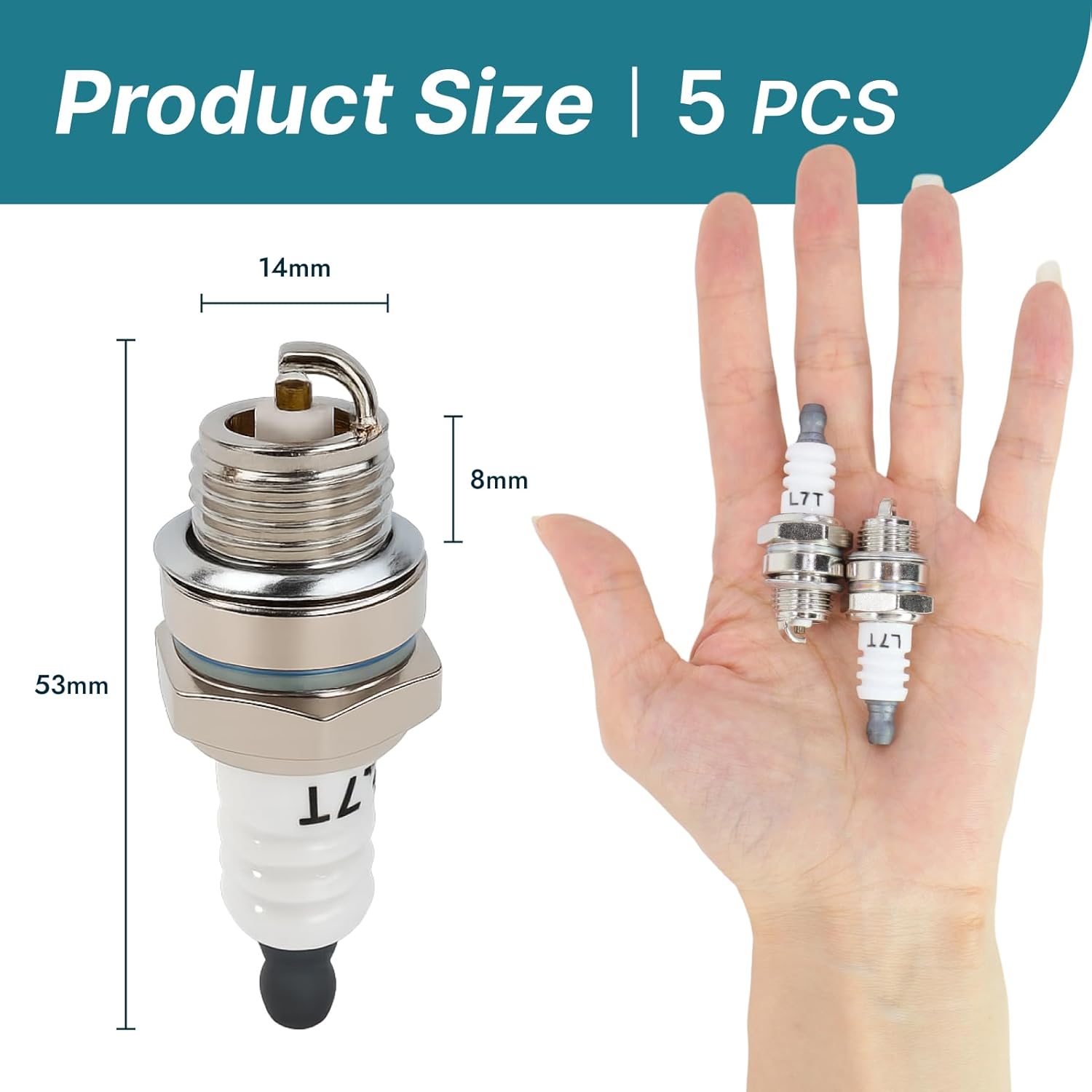 5PCS Lot Bougies D'allumage L7t, 2 Temps, Accessoire, Remplacement Compatible Bm6a, Bpmr7a, Rcj6y, Rcj7y, Bougie Tondeuse, Débroussailleuse, Mini Moto 49cc, Bougie Allumage