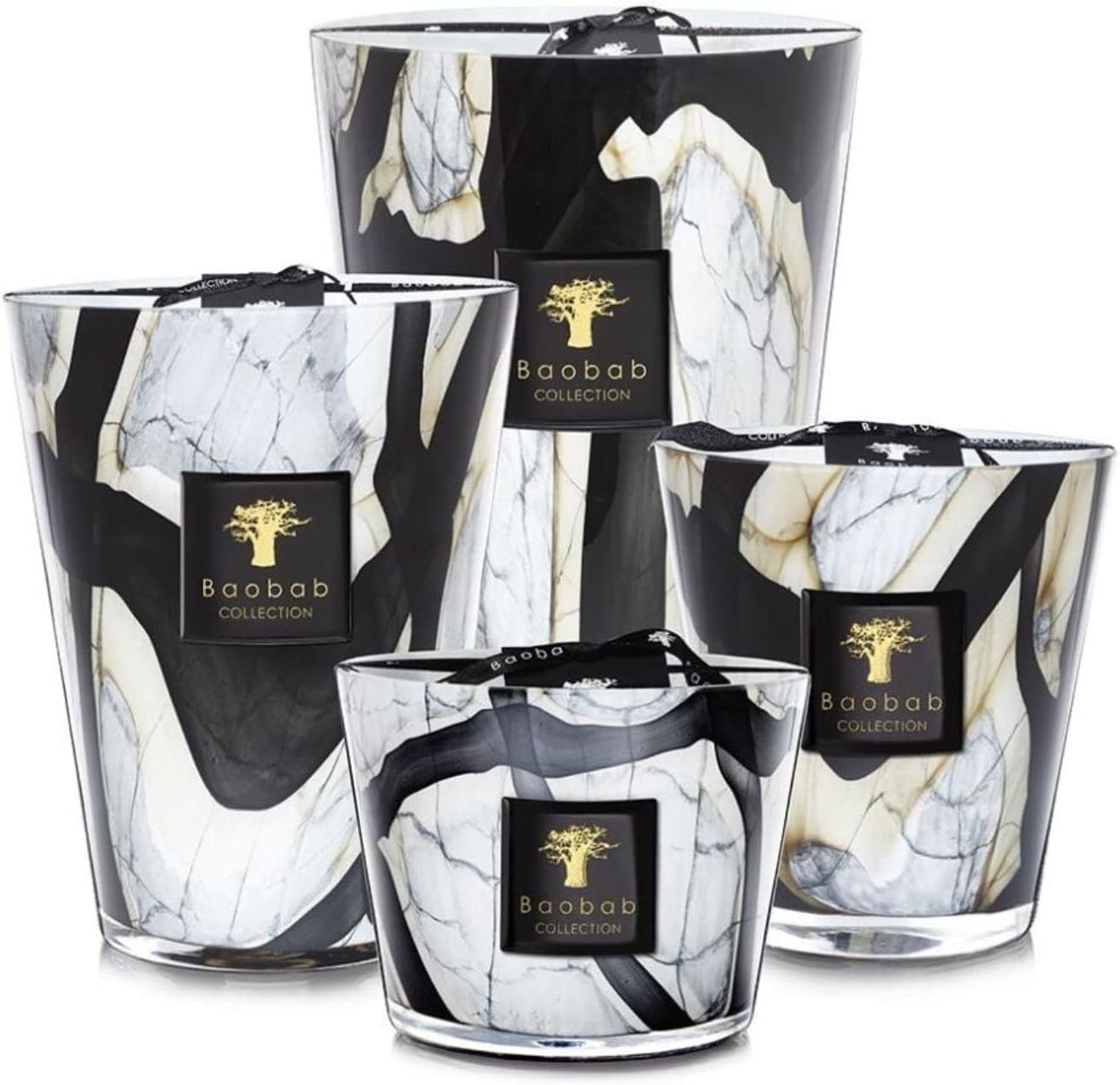 Baobab Collection - Stones Marble - Bougie parfumée de luxe 24 cm, Noir