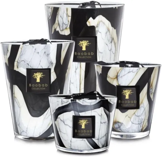 Baobab Collection - Stones Marble - Bougie parfumée de luxe 24 cm, Noir