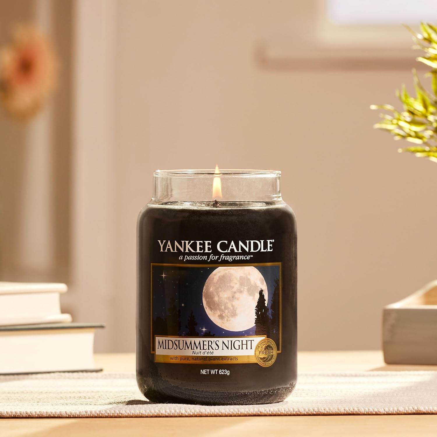 Bougie parfumée Nuite d'été - Format jarre - Bougie longue durée jusqu’à 150 heures de combustion - Cadeaux pour femmes Noir/Blanc
