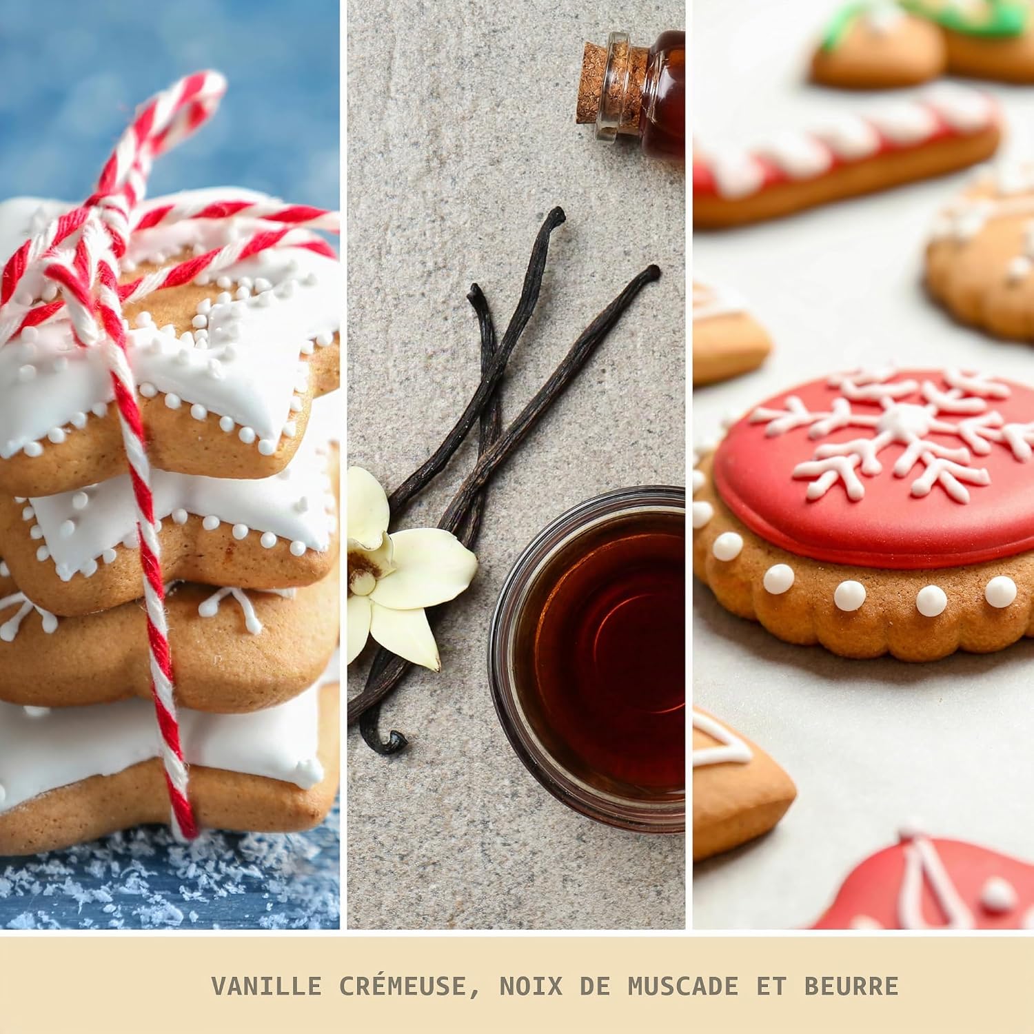 Bougie parfumée Cookie de Noël - Format jarre - Bougie longue durée jusqu’à 150 heures de combustion - Cadeau parfait pour femme COOKIE DE NOEL