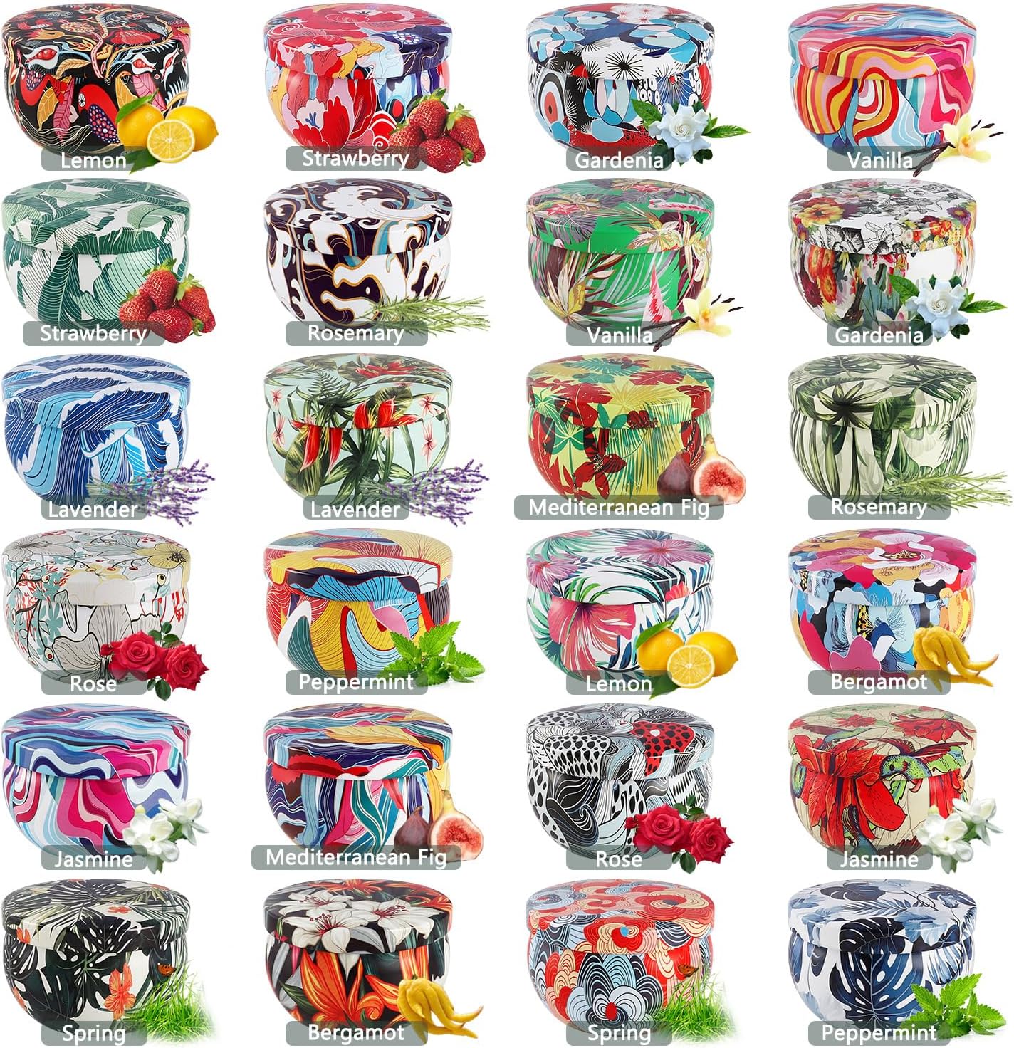 LIVEN Lot de 24 bougies d'aromathérapie en pot de cire de soja, bougies parfumées pour la maison, bougies pour maman, pour Noël, anniversaire, Thanksgiving, fête des mères - 70,9 g