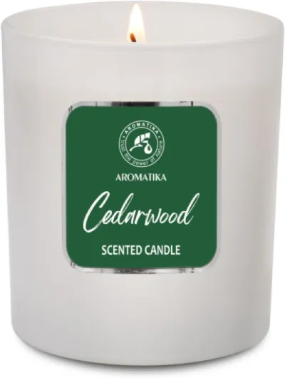 Bougie Parfumée Bois de Cèdre 200 g - Candle Aromatique à Huile Essentielle - Cire de Soja - Désodorisant pour la Maison - Parfum d’Ambiance - Aromathérapie - Idée Cadeau