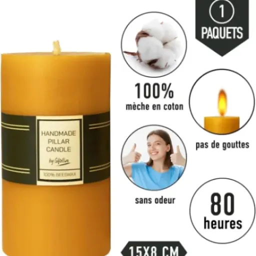 Test Bougie Pilier Giftellino : la grosse bougie en cire d’abeille qui vise les 80h, mais pas sans défauts